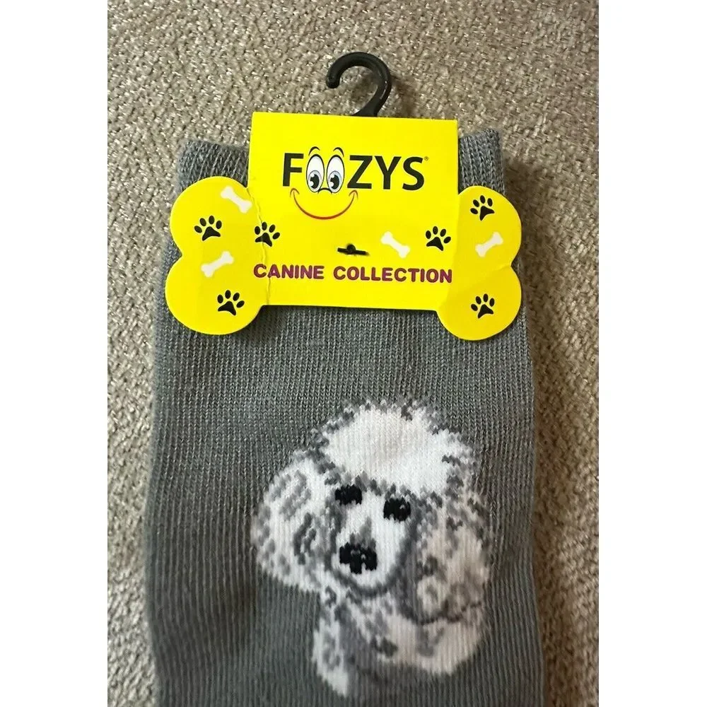 New 1 Pair Poodle Dog Crew Socks‎ Women's Size 9-11 Foozys